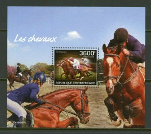 Central African Republic 2019: Horses  souvenir sheet mint nh