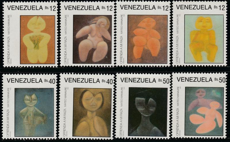 VENEZUELA 1474a-h, WORKS OF ART, 8 SINGLES. MINT, NH.  F-VF. (334)