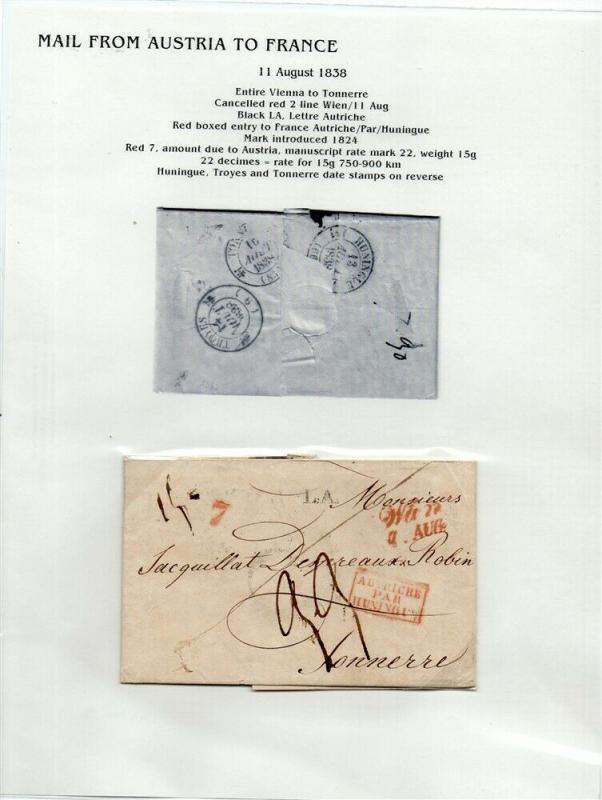 FRANCE Early Incoming LETTER/COVER 1838 fine used item Vienna - Tonnerre