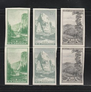 United States 756, 763, 765 Hrizontal Line Pairs MNH National Parks (B)