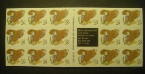 Scott 2595a, 29c Brown Eagle, Pane of 17, #B1111 1, Type A, MNH Booklet Beauty