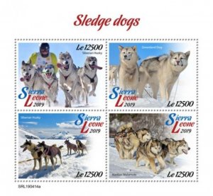 Sierra Leone - 2019 Sledge Dogs on Stamps - 4 Stamp Sheet - SRL190414a