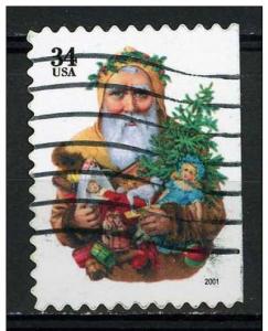 USA 2001 - Scott 3540 used - 34c, Christmas, Santa Claus 