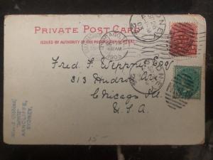 1903 Sydney Australia Postcard Cover To Chicago USA Queen Victoria Market