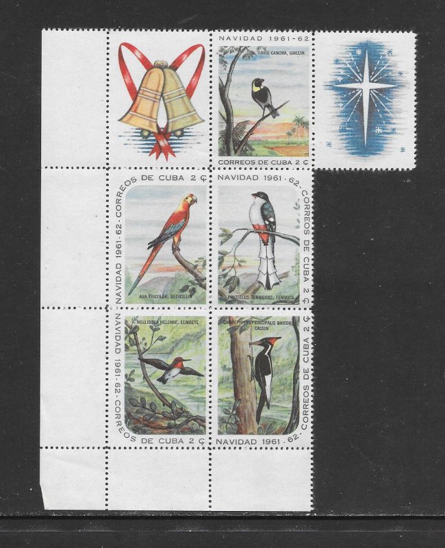 BIRDS - CUBA #695a  SHEET OF 5 PLUS LABELS MNH