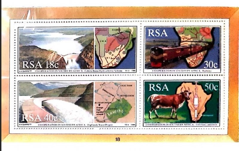 P) 1990 SOUTH AFRICA, NATIONAL COOPERATION STAMPS, MINISHEET, MNH