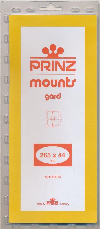 Prinz Scott Stamp Mount 44/265 mm - CLEAR - Pack of 10 (44x265 44 mm)  STRIP 981