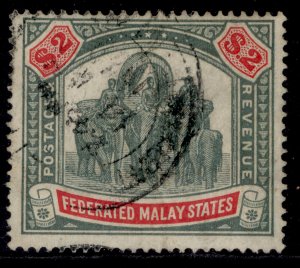 MALAYSIA - Federated Malay GV SG78, $2 green & carmine, FINE USED. Cat £110.