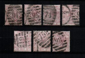 GB QV 1876 Sc 67 used 2 1/2p plates 5, 6, 7, 8, 9, 10 & 11 condition as seen