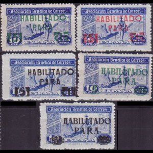 SPAIN 1940 - Charity Lab.-Postman Opt. Set of 5 NH