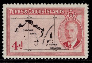 TURKS & CAICOS ISLANDS GVI SG227, 4d black & rose, M MINT.