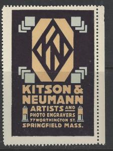 Est Early 1900s Kitson & Neumann Artists, Springfield, MA -Ad Poster Stamp (AW6)