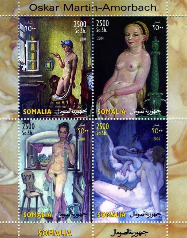 Somalia 2004 MARTIN-AMORBACH Nudes Paintings Sheet Perforated Mint (NH)