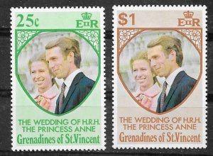 St. Vincent -Grenadines # 1-2 Anne Wedding  (2) Mint NH