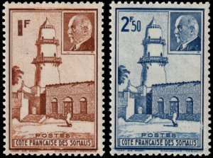 ✔️ VICHY FRANCE SOMALI COAST 1941 - PETAIN & MOSQUE- Sc. 181/182 MNH ** [03P21]