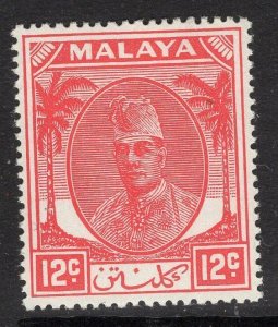 MALAYA KELANTAN SG70 1952 12c SCARLET MTD MINT