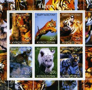 Kyrgyzstan 2000 TIGERS-FAUNA  Sheetlet (6) Perforated MNH