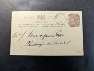 1890 British Mauritius Postcard Cover to Champ de Mont Civil Service Society