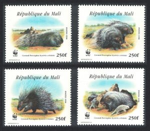 Mali WWF Crested Porcupine 4v 1998 MNH SC#918 a-d MI#1974-1977