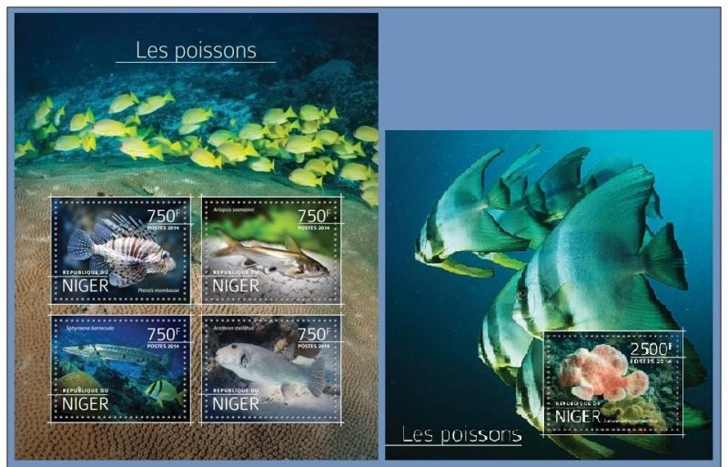 NIGER 2014 2 SHEETS nig14517ab POISSONS FISHES MARINE LIFE