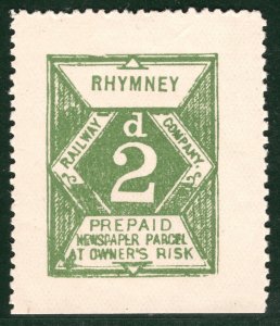 GB Wales RHYMNEY RAILWAY Newspaper QV Parcel Stamp 2d Mint LMM {samwells}WHB72