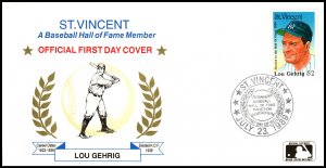 St Vincent 1217 Lou Gehrig Baseball U/A FDC