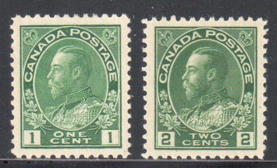 Canada #104 and 107 XF H - with perfect centering