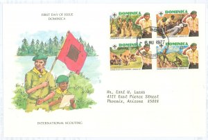 Dominica 534-37 1977 International Scouting, Boy Scouts, addressed, Postal Commerative Society FDC