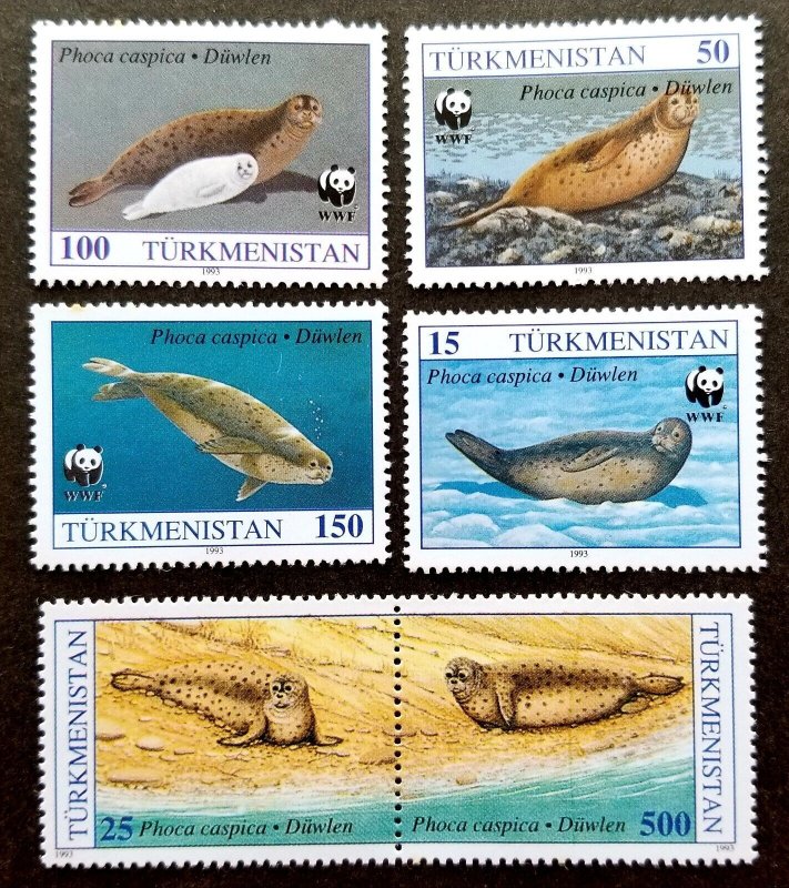 *FREE SHIP Turkmenistan WWF Caspian Seal 1993 Marine Life Fauna (stamp) MNH