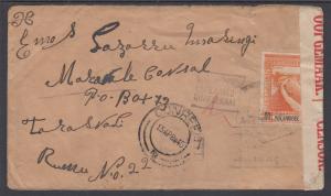 Mozambique Sc 281 on 1940 Censored Cover, Unclaimed handstamp