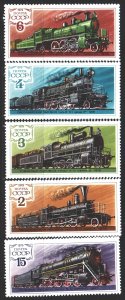 Soviet Union. 1979. 4871-75. Trains, history. MNH.