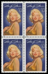 US 2967 Legends of Hollywood Marilyn Monroe 32c block 4 MNH 1995