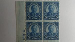 SCOTT # 637 PLATE BLOCK GEM MINT NEVER HINGED POST OFFICE FRESH