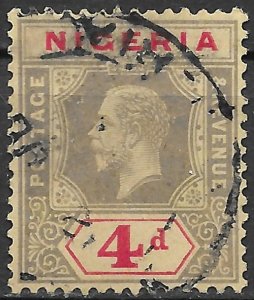 Nigeria 4d black & red/yellow KGV issue of 1914, Scott 6 Used