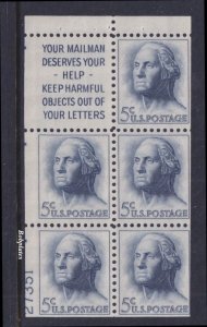 BOBPLATES #1213a Washington Booklet Slogan 1 Lower Left 27351 80% MNH DCV=$50