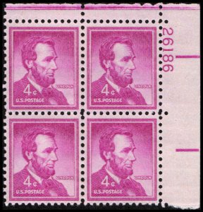 US #1036a LINCOLN MNH UR PLATE BLOCK #26186