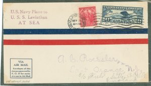 US 643/C10 (1927) USS Leviathan/Second attempt at snip to Shore Airmail using US Navy Plane?on cover, addressed to A.G. Roessler