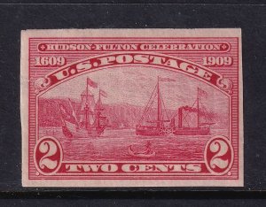 1909 HUDSON FULTON 2c carmine Sc 373 imperf MHR OG single CV $20 (3S