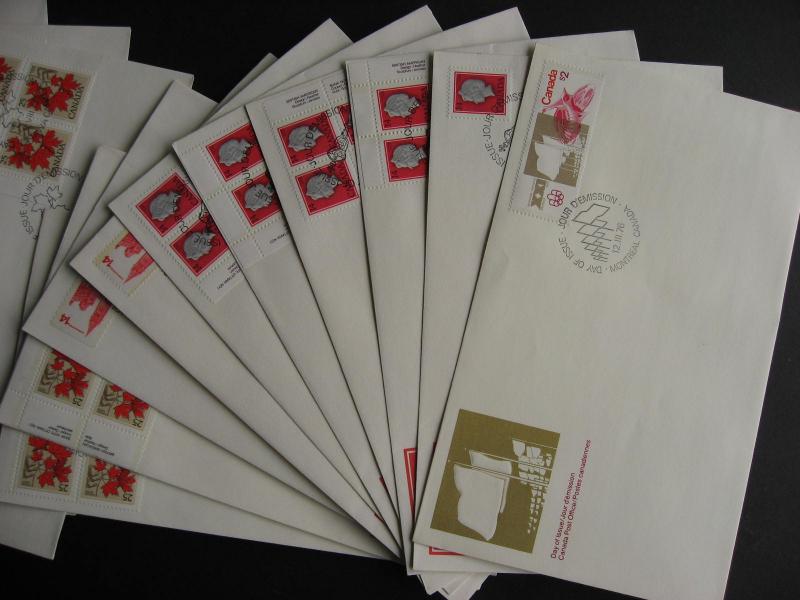 Canada 50 different 1970s FDC Blocks, MS, PB, HV etc