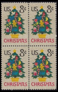 US 1508 Christmas Tree 8c block (4 stamps) MNH 1973