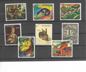 PANAMA 1967 ART PAINTINGS, FAUNA, ANIMALS . SET OF 8 VALUES, USED SET