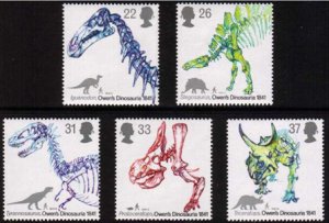 GREAT BRITAIN Sc#1387-1391 Dinosaurs (1991) MNH