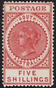 SOUTH AUSTRALIA 1904 QV THICK POSTAGE 5/- WMK CROWN/SA