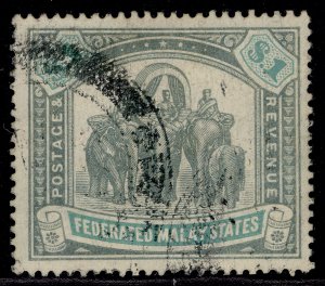 MALAYSIA - Federated Malay EDVII SG48, $1 grey-green & green FINE USED. Cat £75.