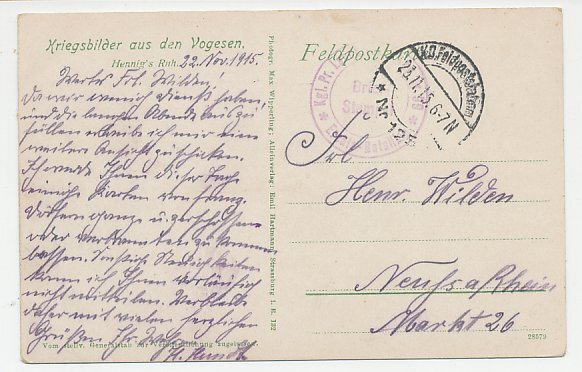 Fieldpost postcard Germany / France 1915 Rest - WWI