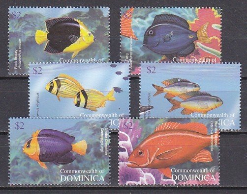 Dominica, Scott cat. 2470 a-f. Tropical Fish issue.