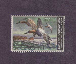 RW49 - Federal Duck Stamp Hunter Signed Single. Used. Full Gum.  #02 RW49hsbb 