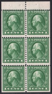 SC#405b 1¢ Washington Booklet Pane (1912) MNH