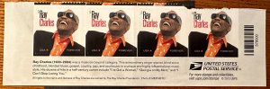 US # 4807 Ray Charles strip of 4 forever 2013 Mint NH