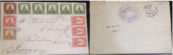 A) 1900, EL SALVADOR, FROM CHALATENANGO TO GERMANY, U.P.U, XF, MULTIPLE STAMP OF